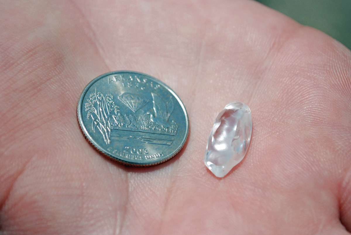 The white diamond was about three-quarters of an inch long and as wide as a No. 2 pencil. Photo: Crater of Diamonds State Park