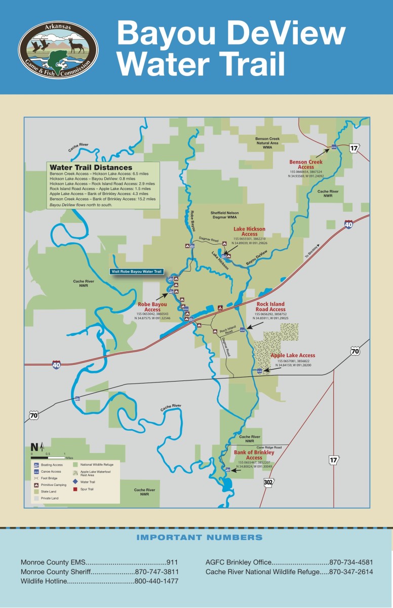 A trail map of the Bayou De View Water Trail