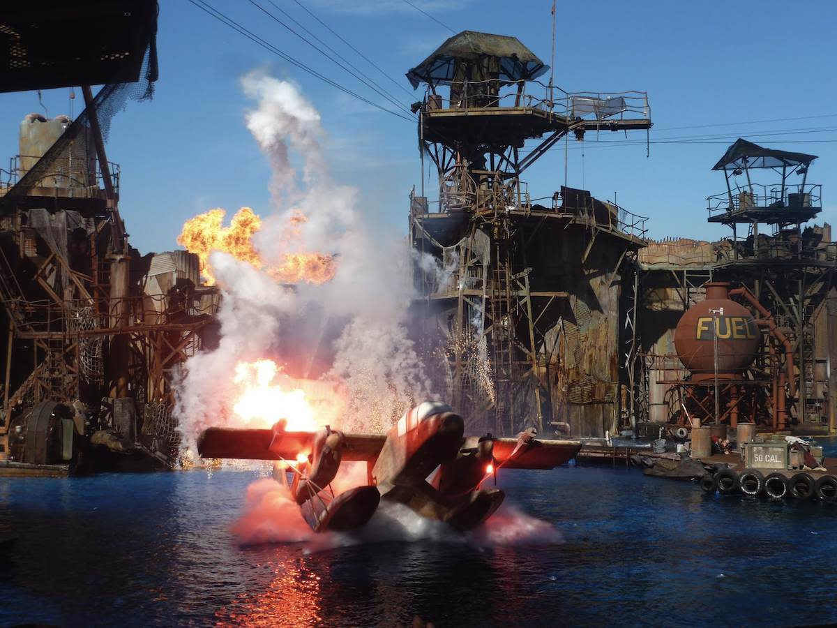 The six week stuntwork turned into a lucrative six months. The movie flopped byt the stunts were so good there is a whole theme park show built around them. Photo by Universal Studios