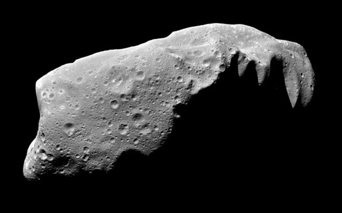Planetary Resources is exploring ways of mining space, perhaps on an asteroid such as this one (Astroid 243 Ida, photographed in 1993). Photo: Wikimedia Commons