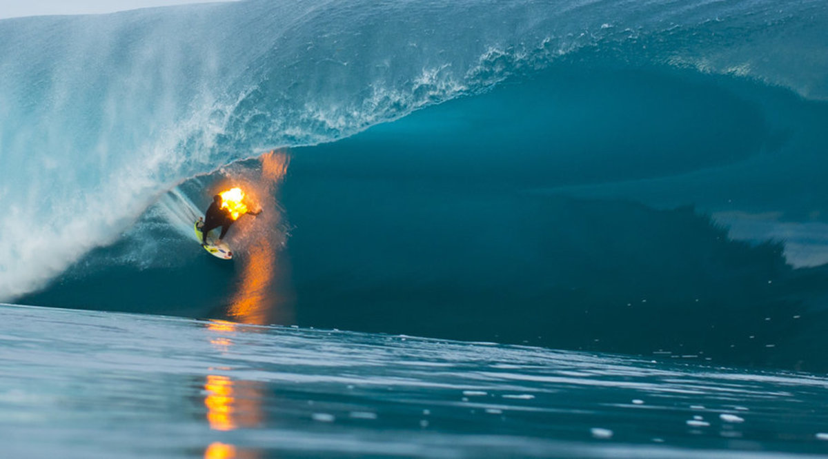 Jamie O'Brien said "the whole barrel lights up fluorescent orange." Photo: Red Bull Content Pool