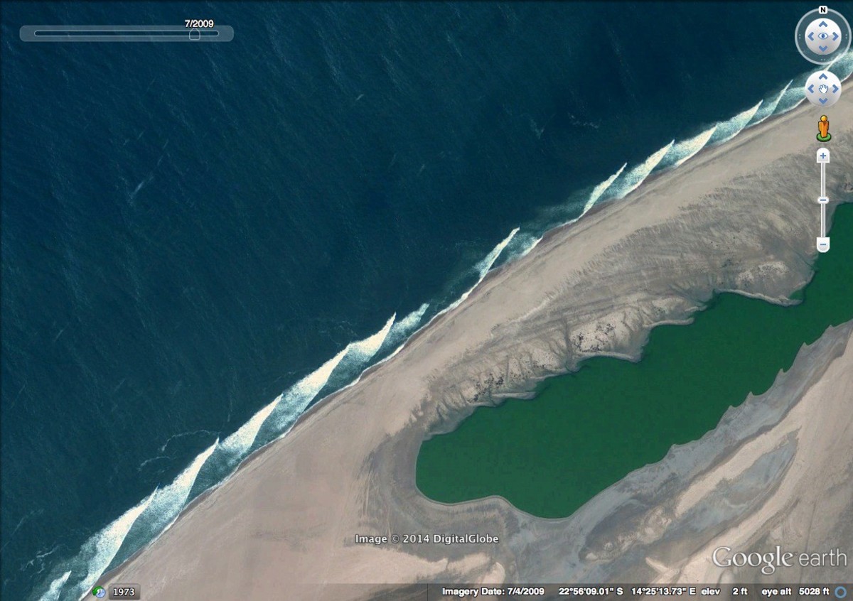 Skeleton Bay, discovered with satellites. Photo Google Earth