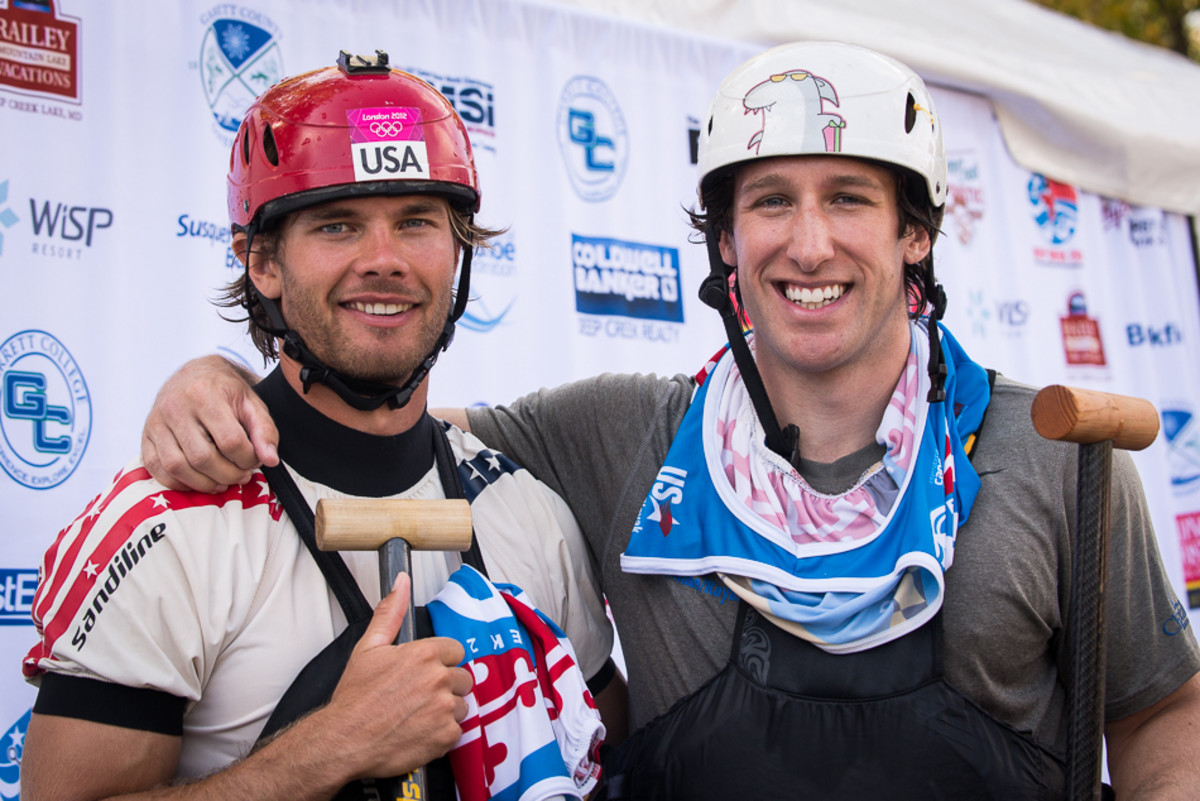 C2 team Casey Eichfeld, left, and Devin McEwan after finishing their semi final run. Photo by Regina Nicolardi,