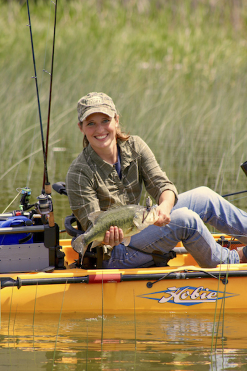 Katie Froning with a largemouth bass. Photo: Patricia Schemmer