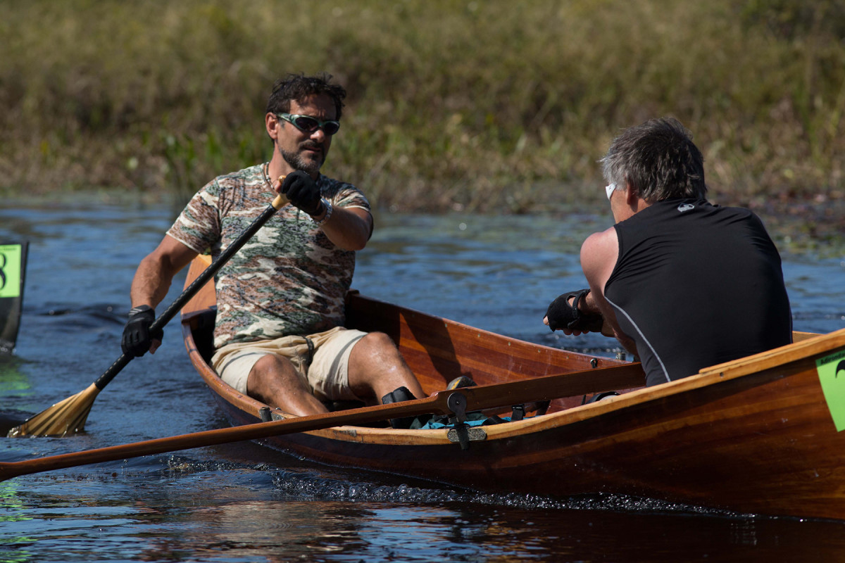 Paddlers race in the 3-day, 90-mile Adirondack Canoe Classic from Old Forge to Saranac Lake in New York state on Friday, September 11.