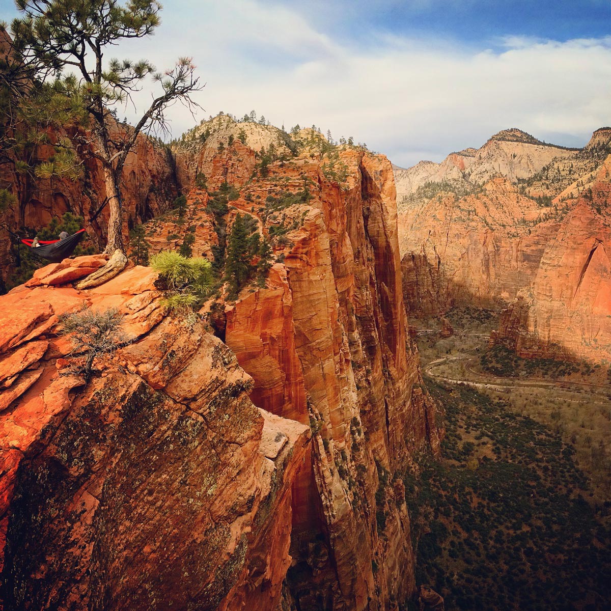 Strodel's top spot to set up a hammock? Angels Landing in Zion National Park, Utah. Photo: Courtesy of @HammockLiving.