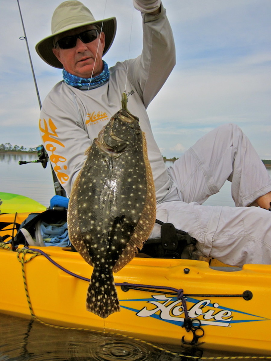 The author with another fine flounder. Photo by Jerry McBride.