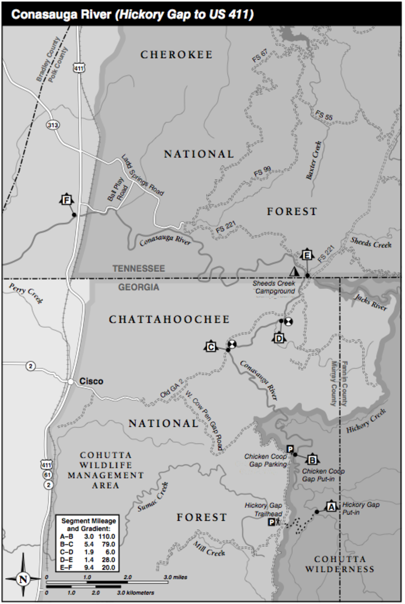Map detail from Canoeing and Kayaking Georgia, copyright Menasha Ridge Press