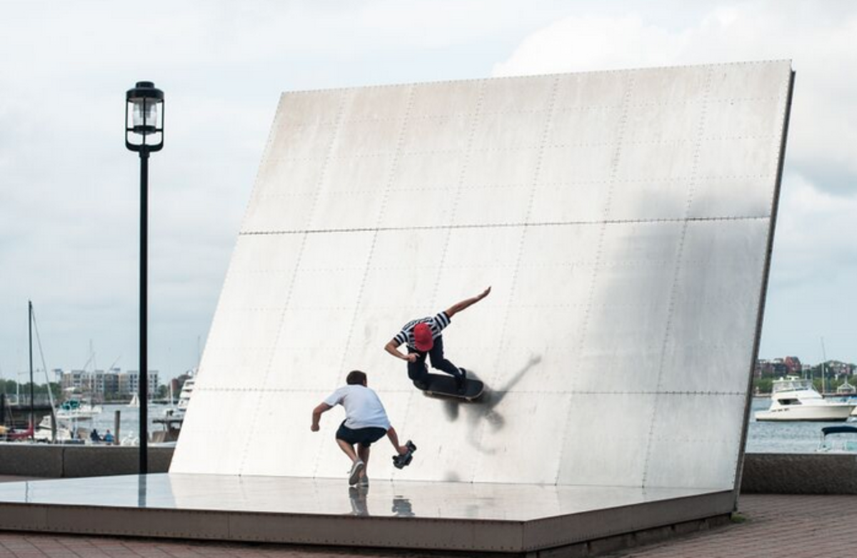 Despite humorous overtones, Skate Vision is also full of legit street skating. Photo courtesy of Trevor Denman.