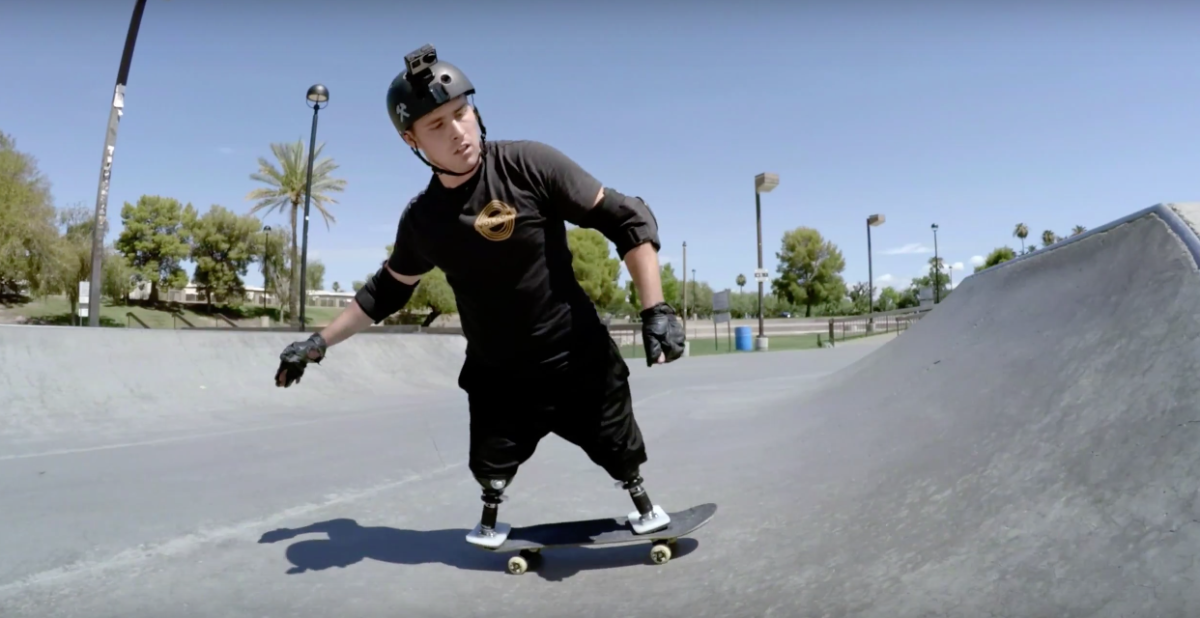 Army veteran skateboarding