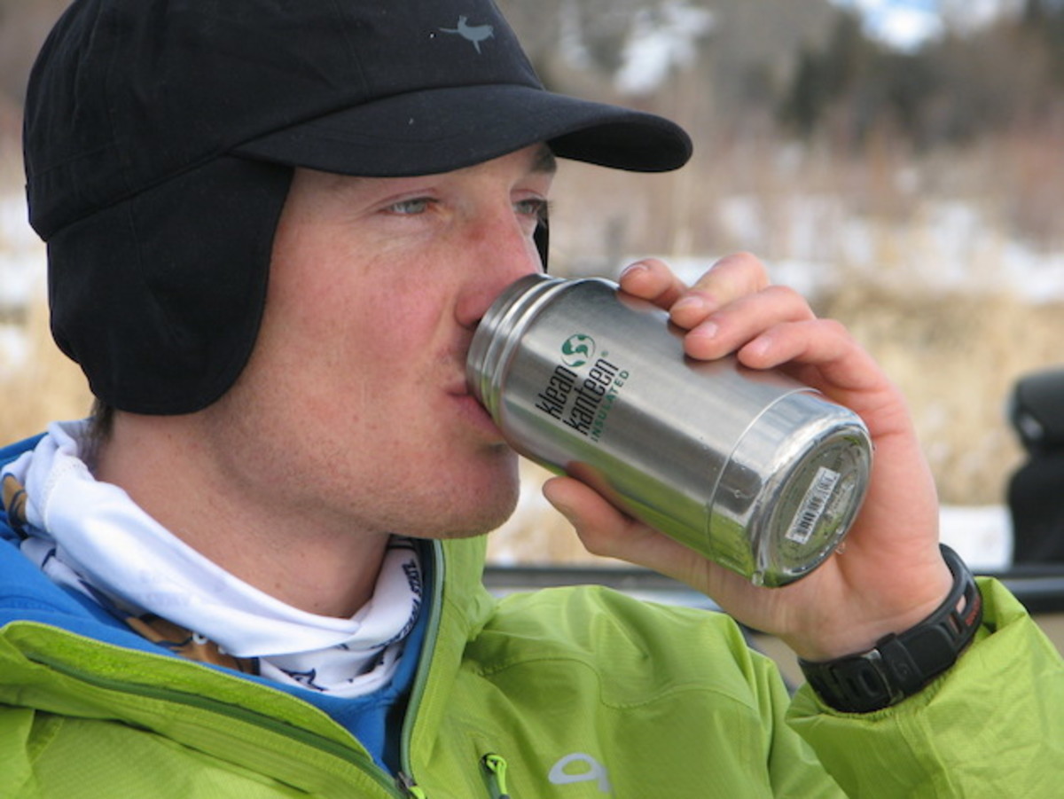 Thermal Waterproof Cap by Sealskinz and a Klean Kanteen insulated bottle.