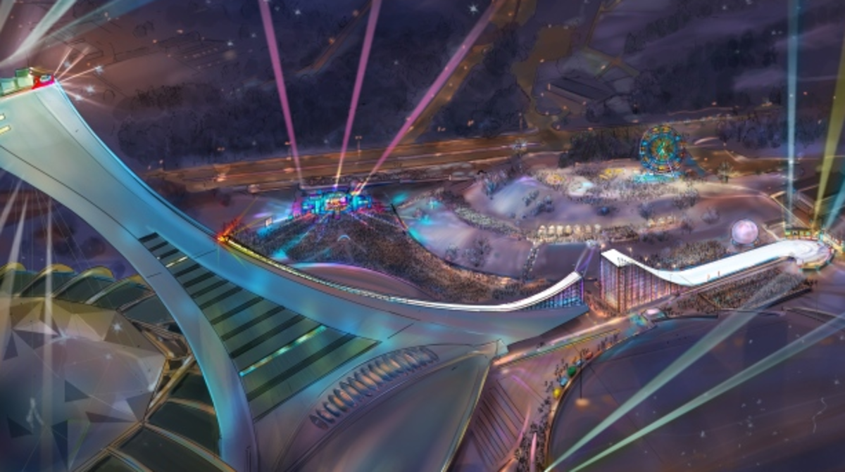 We may have always said Olympic Tower looks like a ski jump, but these guys really mean it. Screenshot taken from video.