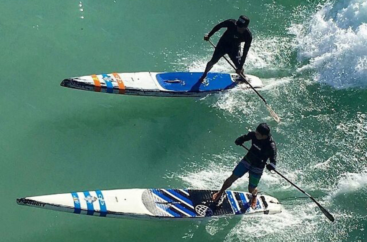 Jonas training with Performance Paddling's Anthony Vela in San Clemente, California. Photo: Performance Paddling