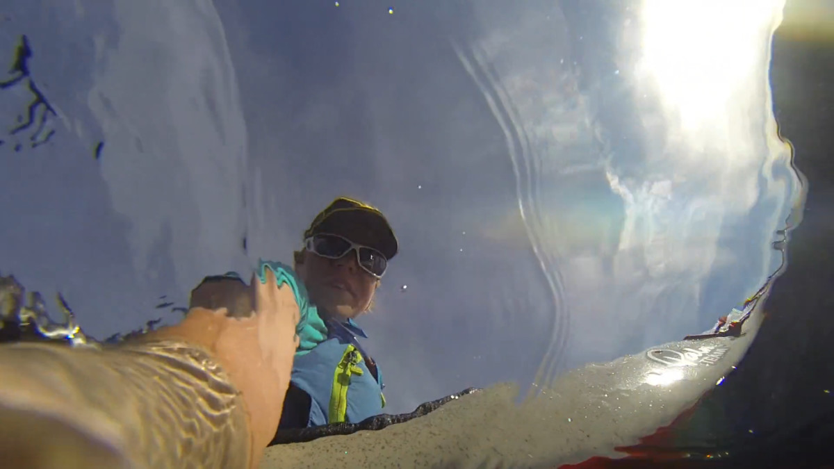 Filmmaker Erin Bastian testing the waters of Corsica. Image from "Girls Go Round."
