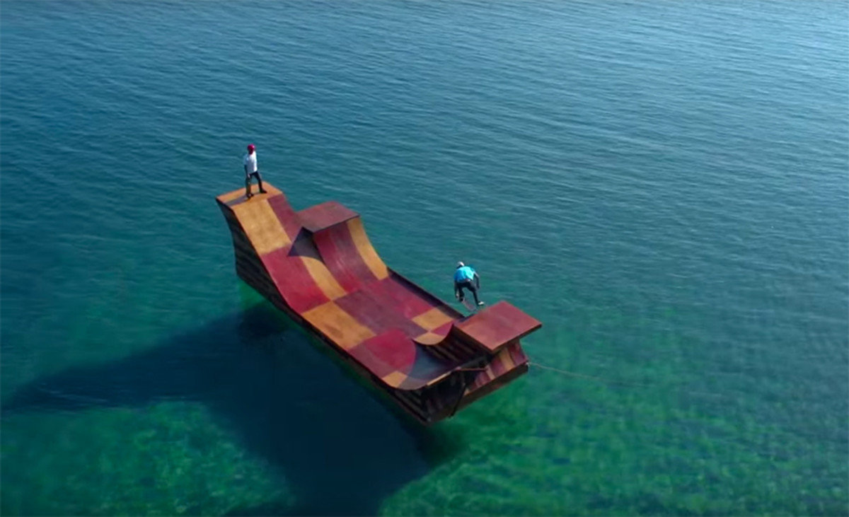 Bob Burnquist floating miniramp Lake Tahoe Visit California
