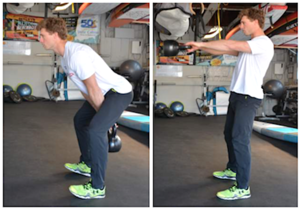 Norman performing a kettlebell swing. Photo: Capital SUP