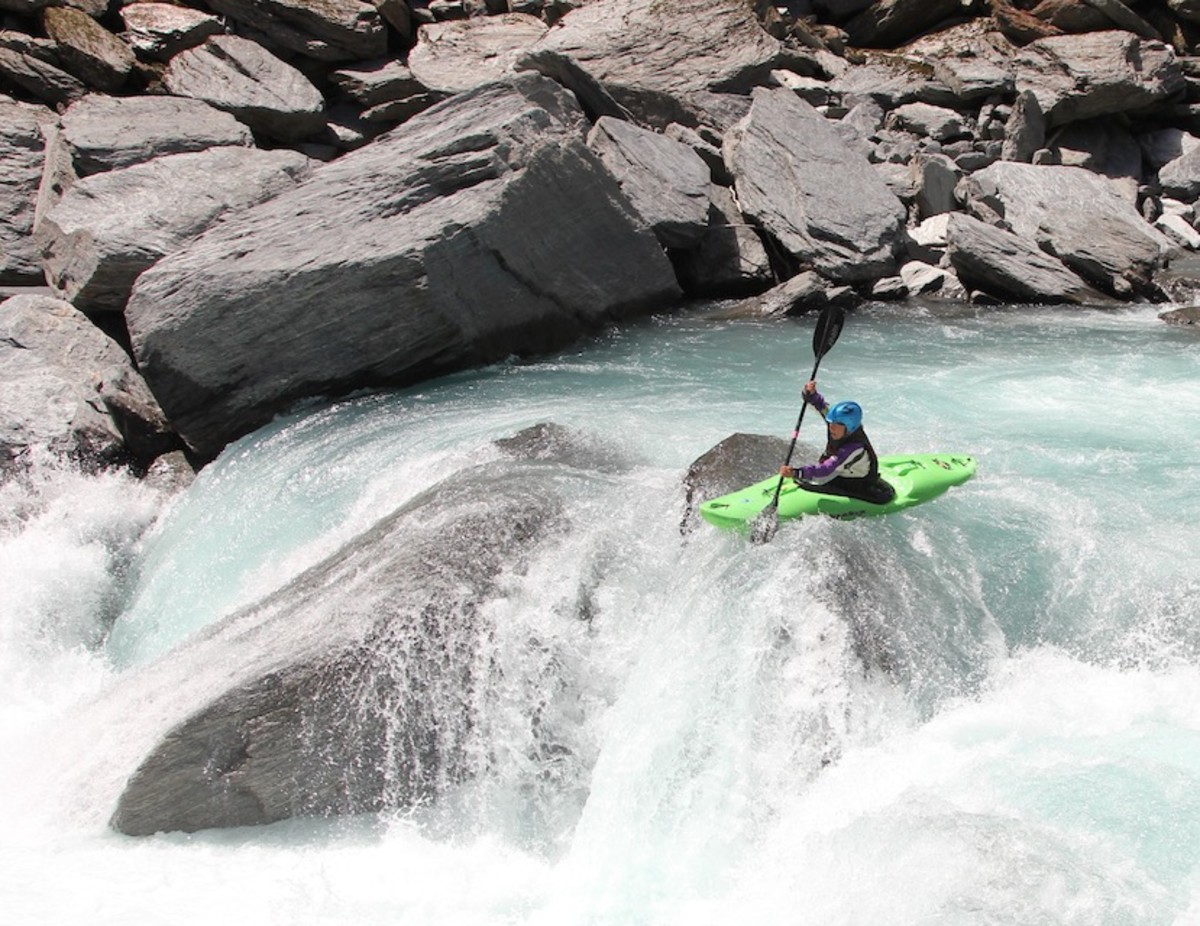 Maria Kallman setting up for a boof in New Zealand. Photo by Brad Elliot