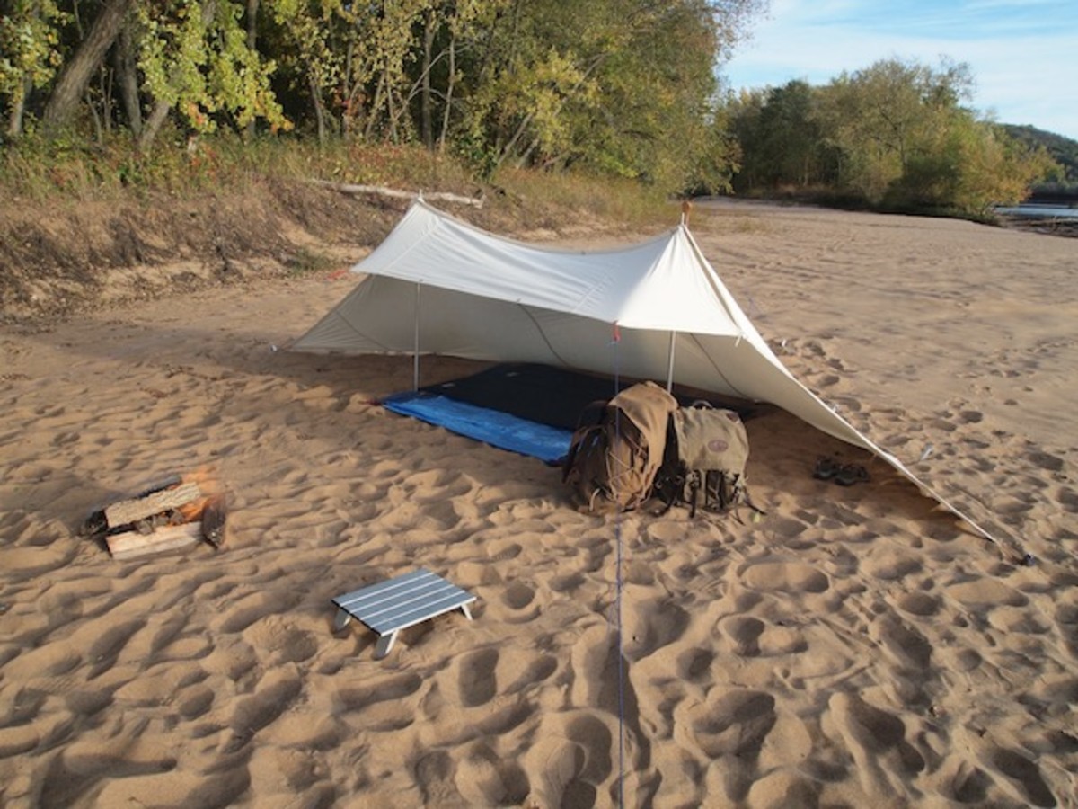 Canvas tent and packs. Photo by Darren Bush.