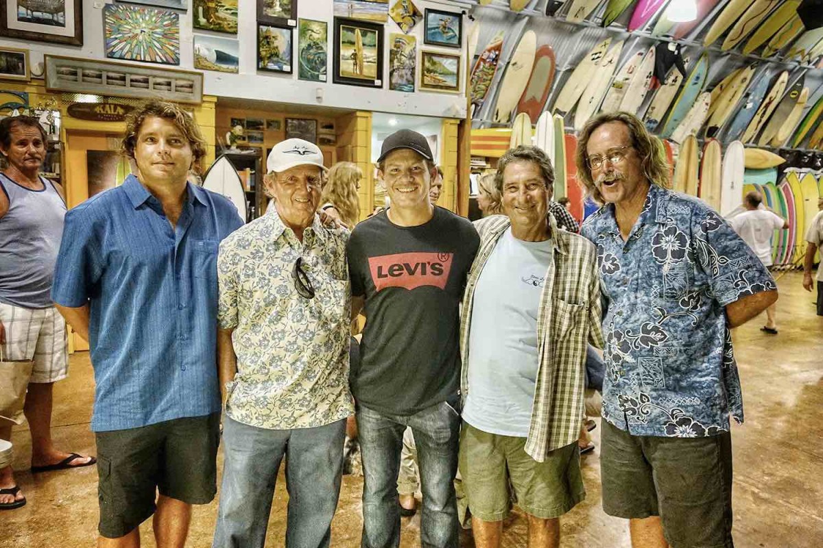 Joe Ryan (middle), with Steve Lis on his right and San Diego shapers who have shared the design. Photo by Joe Ryan