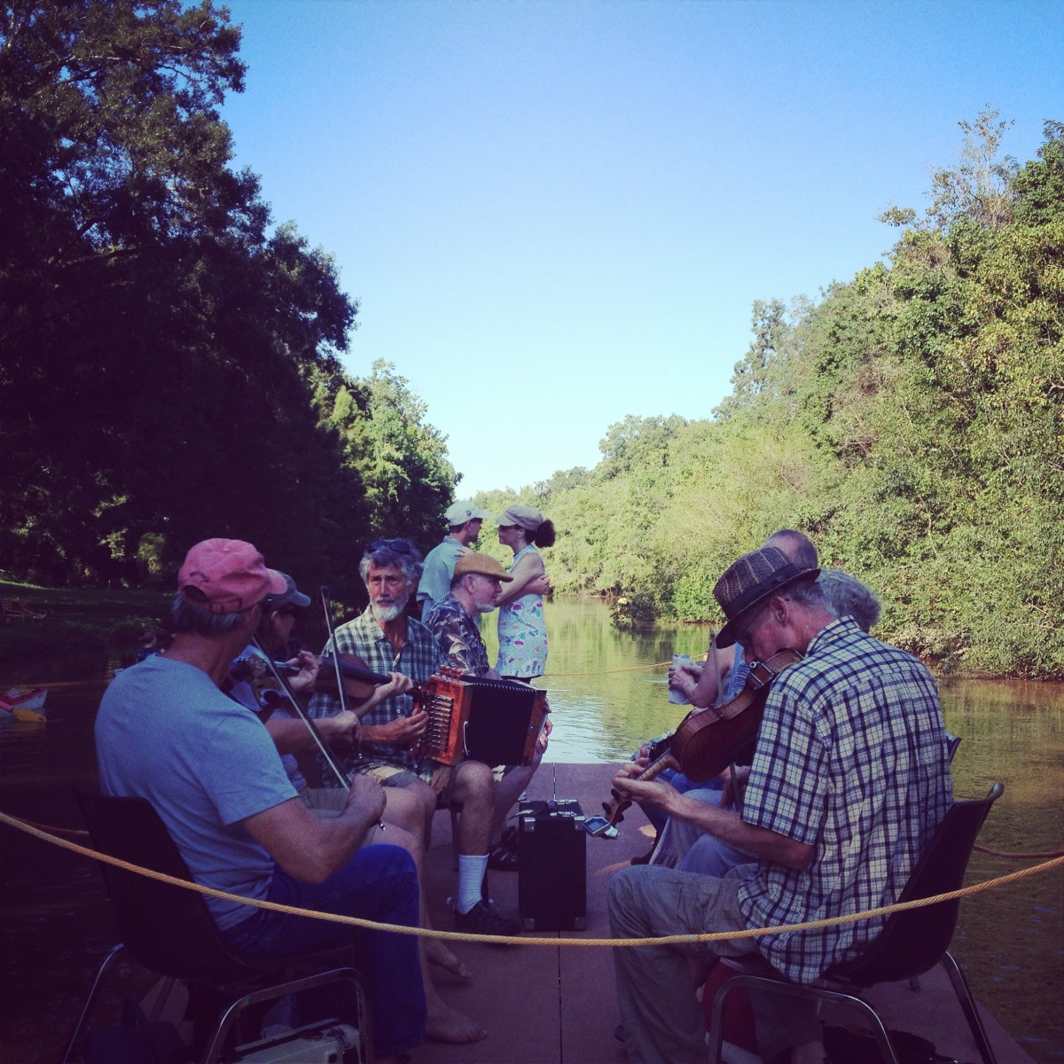 Musical entertainment on the Bayou Teche. Image courtesy of Conni Castille.