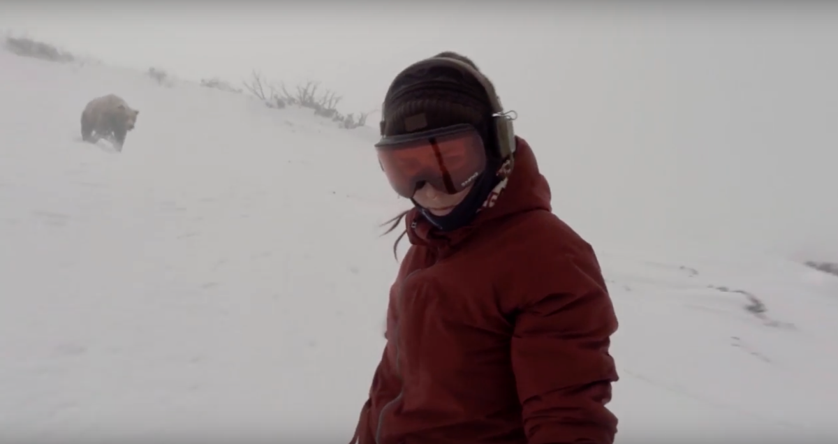 Snowboarder chased by bear in video