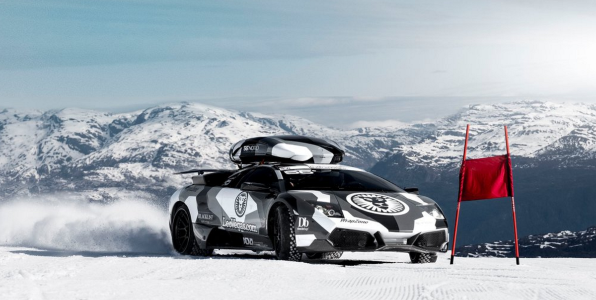Lamborghini on a glacier
