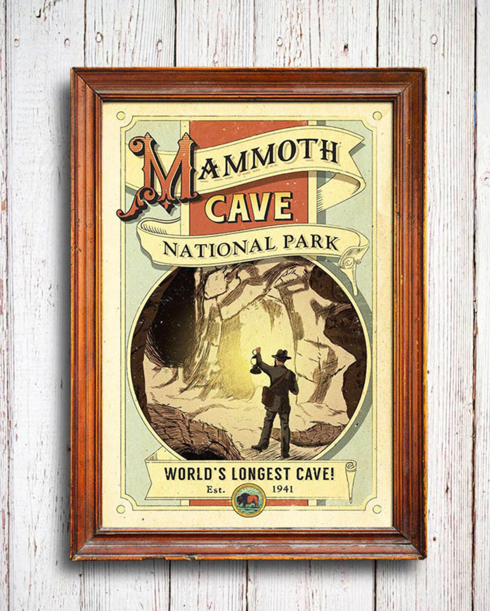 The final product: the Mammoth Cave National Park poster inspired by an early cave explorer. Photo: Courtesy of Hike and Draw