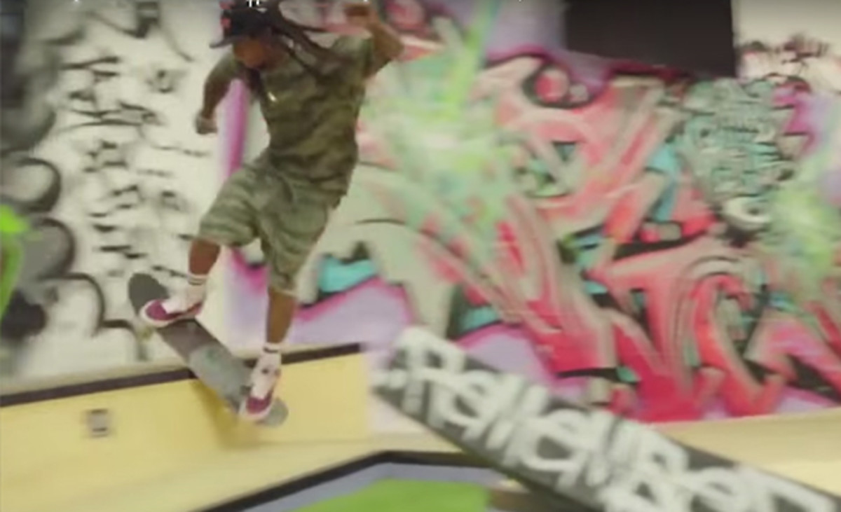 Lil Wayne showing off his boardsliding skills.