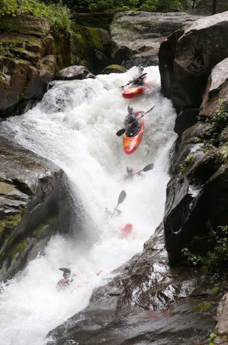 The author doing some damage to his boat in Gorilla. Photo by Samantha Ruppelt.