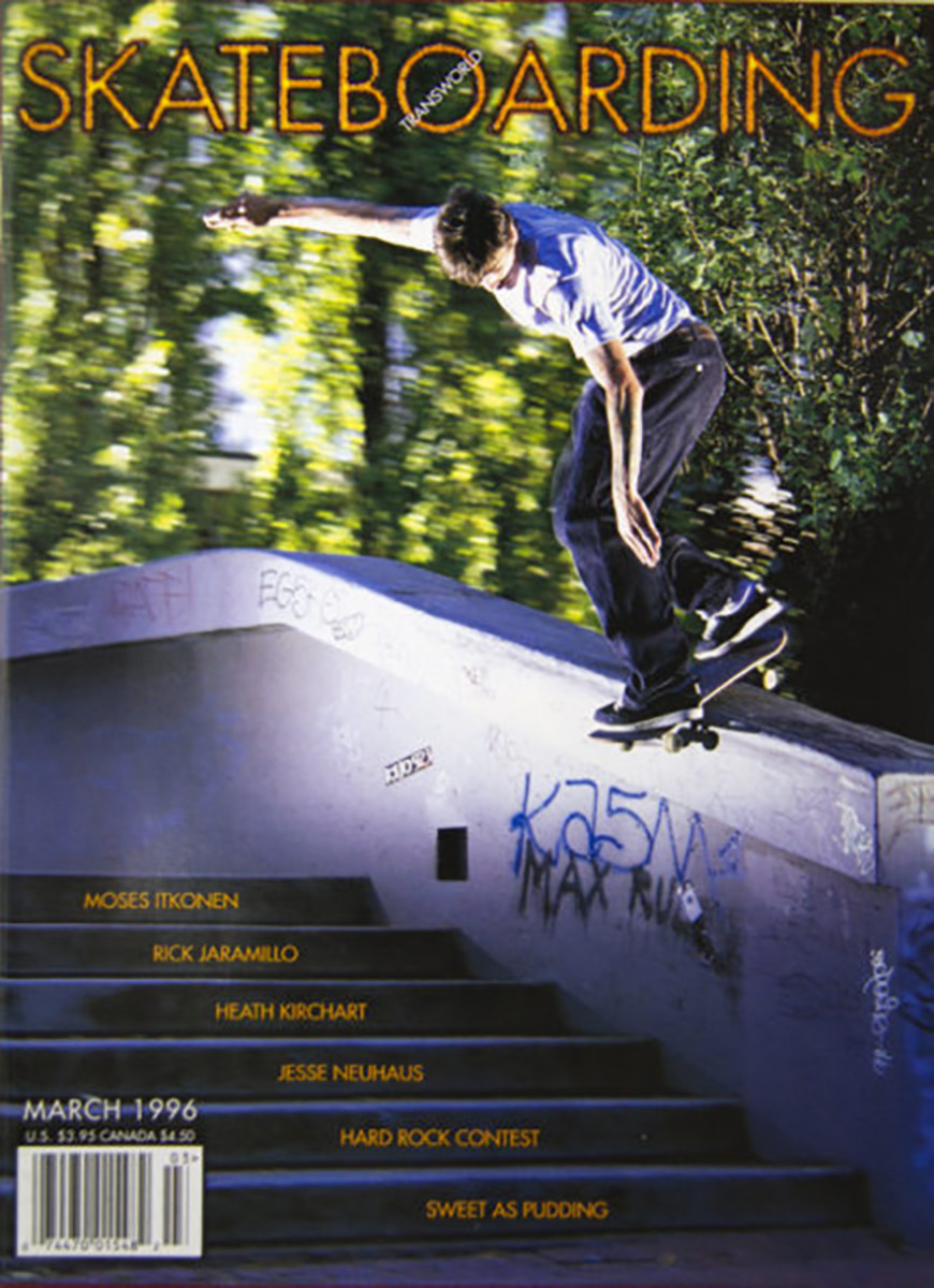 Justin Bokma on the March 1996 cover of TW SKATEBOARDING. Photo: Courtesy of TW SKATEBOARDING