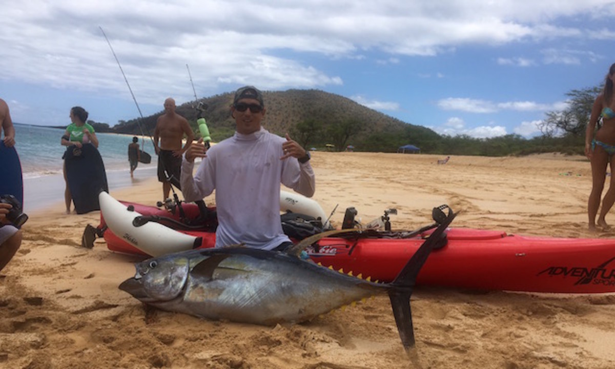 Nick Wakida's 187.6-pound tuna is the biggest yet on a kayak