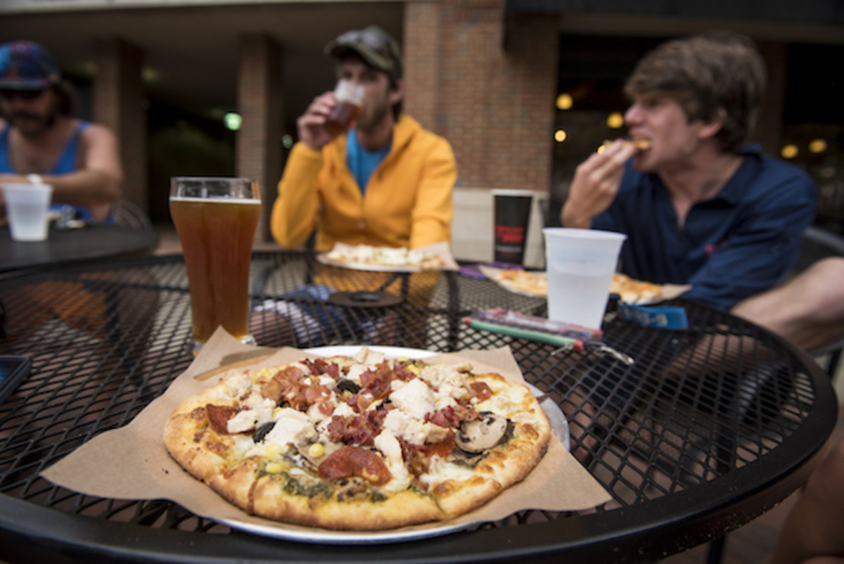 Refueling after a surf session at Your Pie in uptown Columbus. Photo by Aaron Schmidt.