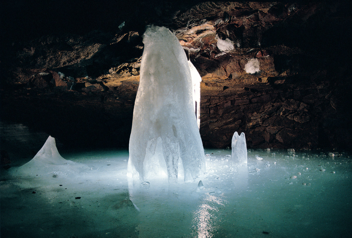 One of the many ice formations in the Lofthellir Lava Cave. Photo Credit: Extreme Iceland
