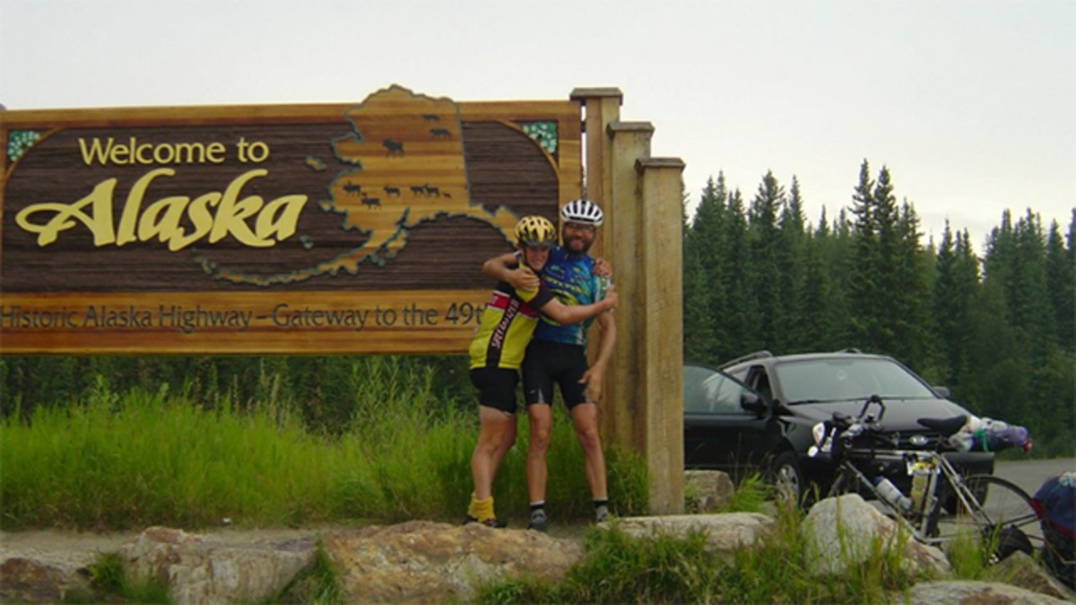 A friend and Dan Chew on a cycle trip through Alaska. Photo: Courtesy of You Caring