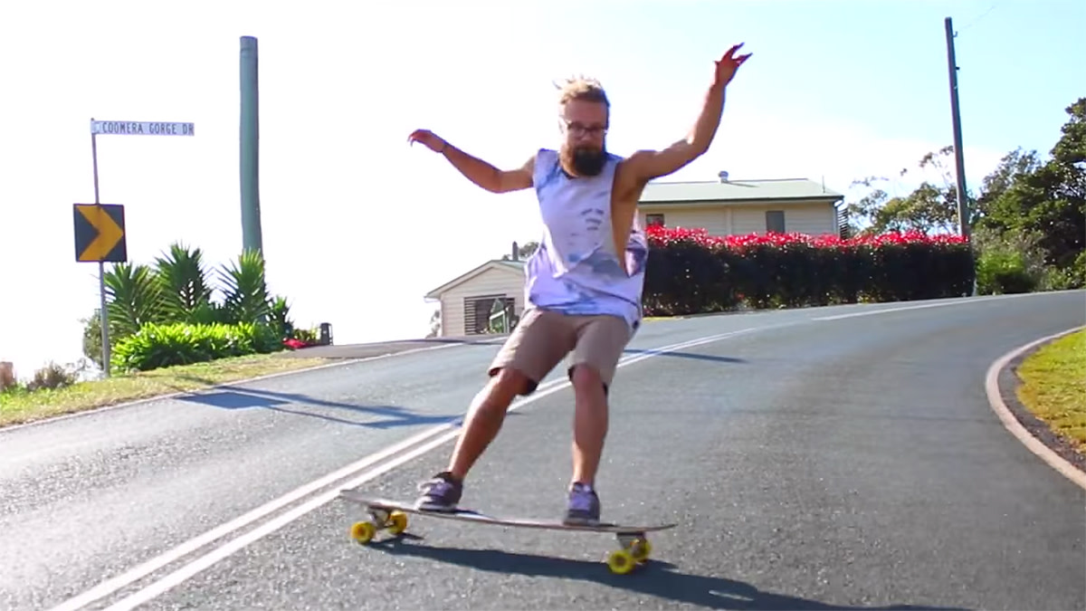 The hairy longboarder, Milan Somerville.