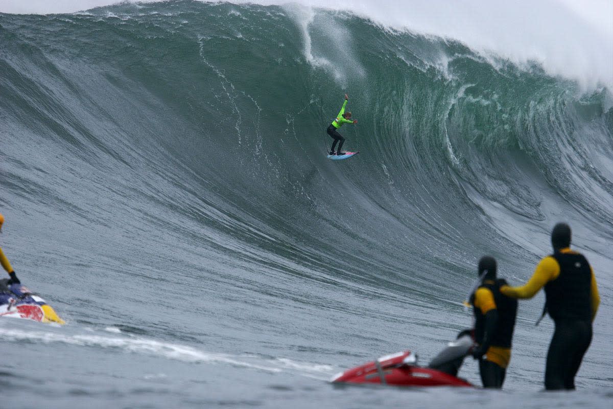 Jamie Stirling heading into the dungeon at the Red Bull Big Wave event in 2008. Photo by Red Bull