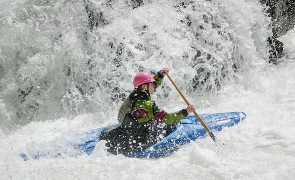 Charli Kerns running Bear Creek Falls on the Cheoah River in North Carolina. Photo courtesy Sarah Ruhlen