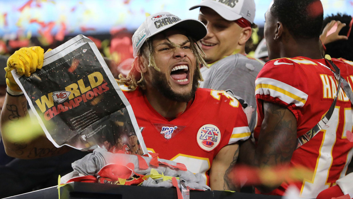 49ers Chiefs Super Bowl Football, Miami Gardens, USA - 02 Feb 2020 Kansas City Chiefs strong safety Tyrann Mathieu (32) celebrates after defeating the San Francisco 49ers and winning Super Bowl 54, in Miami Gardens, Fla 2 Feb 2020