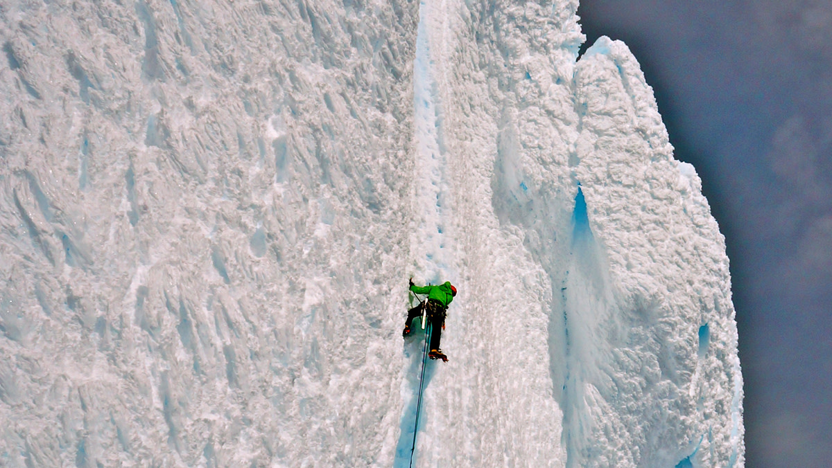 Jess Roskelley on the final pitch of Cerro Torre via the Ragni Route. 