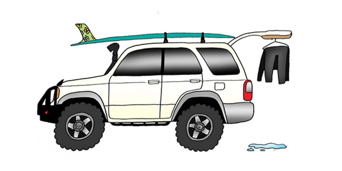 2002 Toyota 4Runner and 9'6" Brian Wynn. Photo: Courtesy of Rad Cars with Rad Surfboards