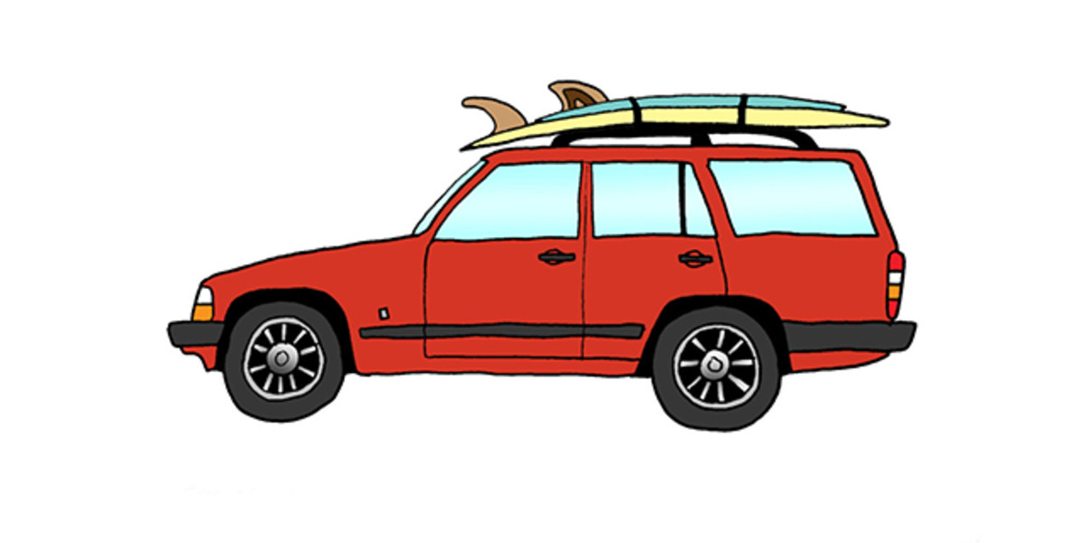 1997 Volvo 940 and 7'2" Almond "Joy" and 5'2" "Sea Kitten". Photo: Courtesy of Rad Cars with Rad Surfboards