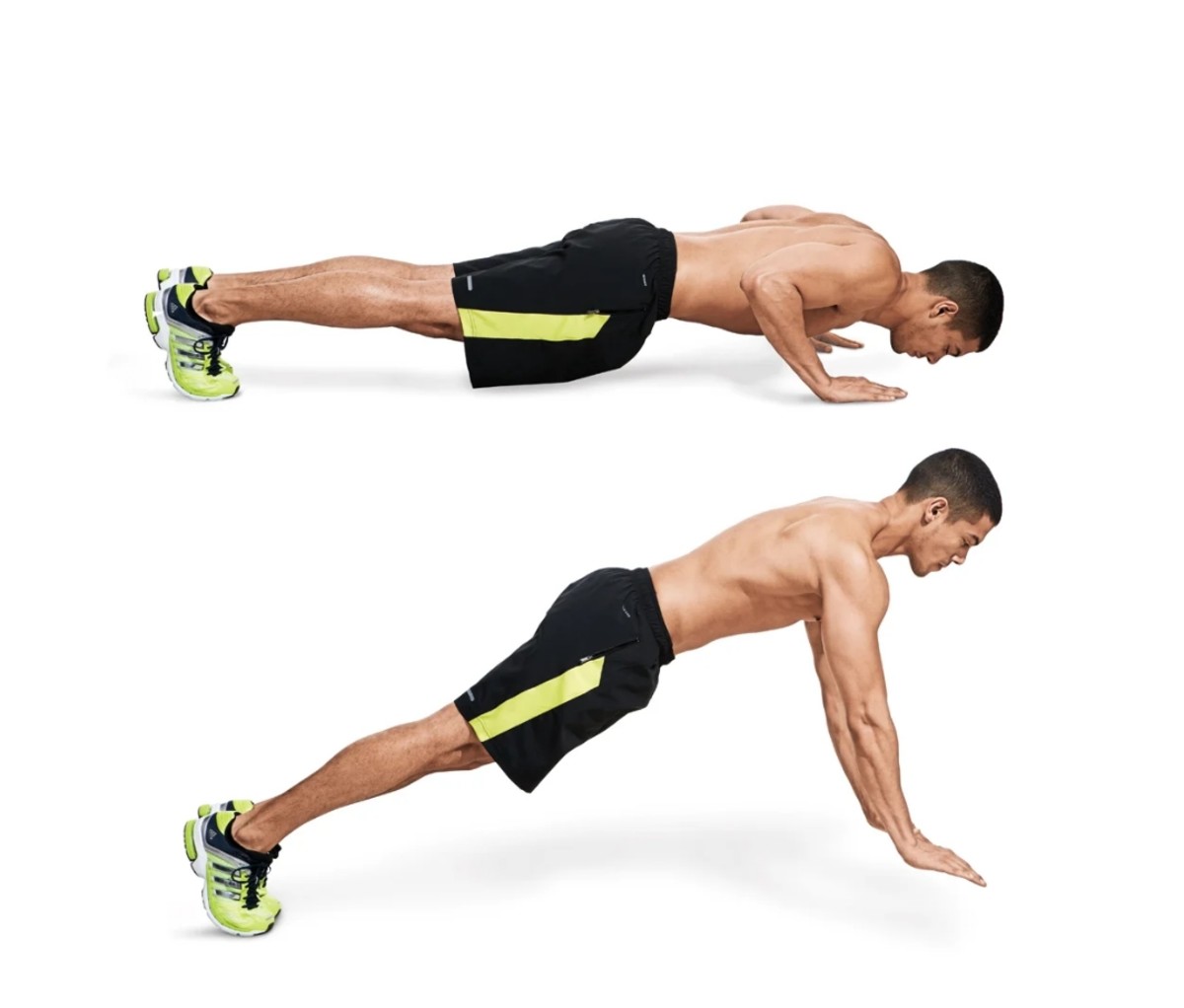 Man doing a plyo pushup. important exercises