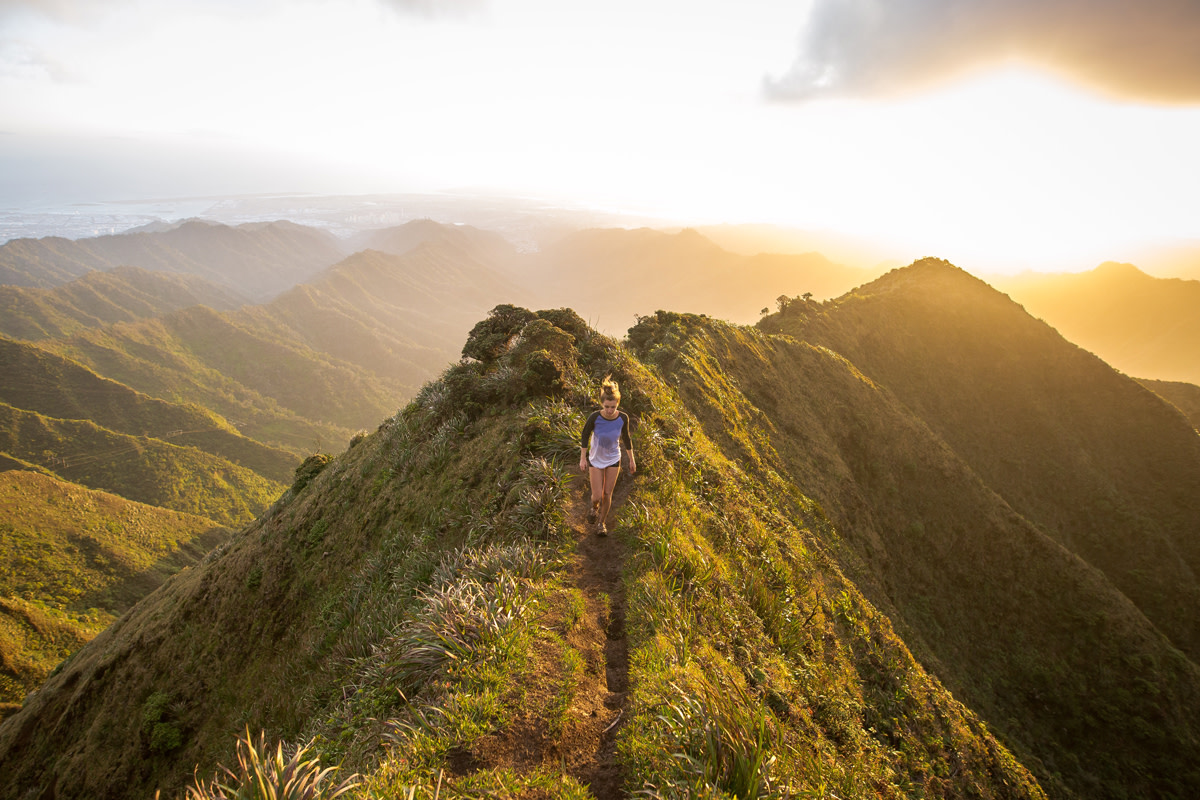 femal runner on mountain