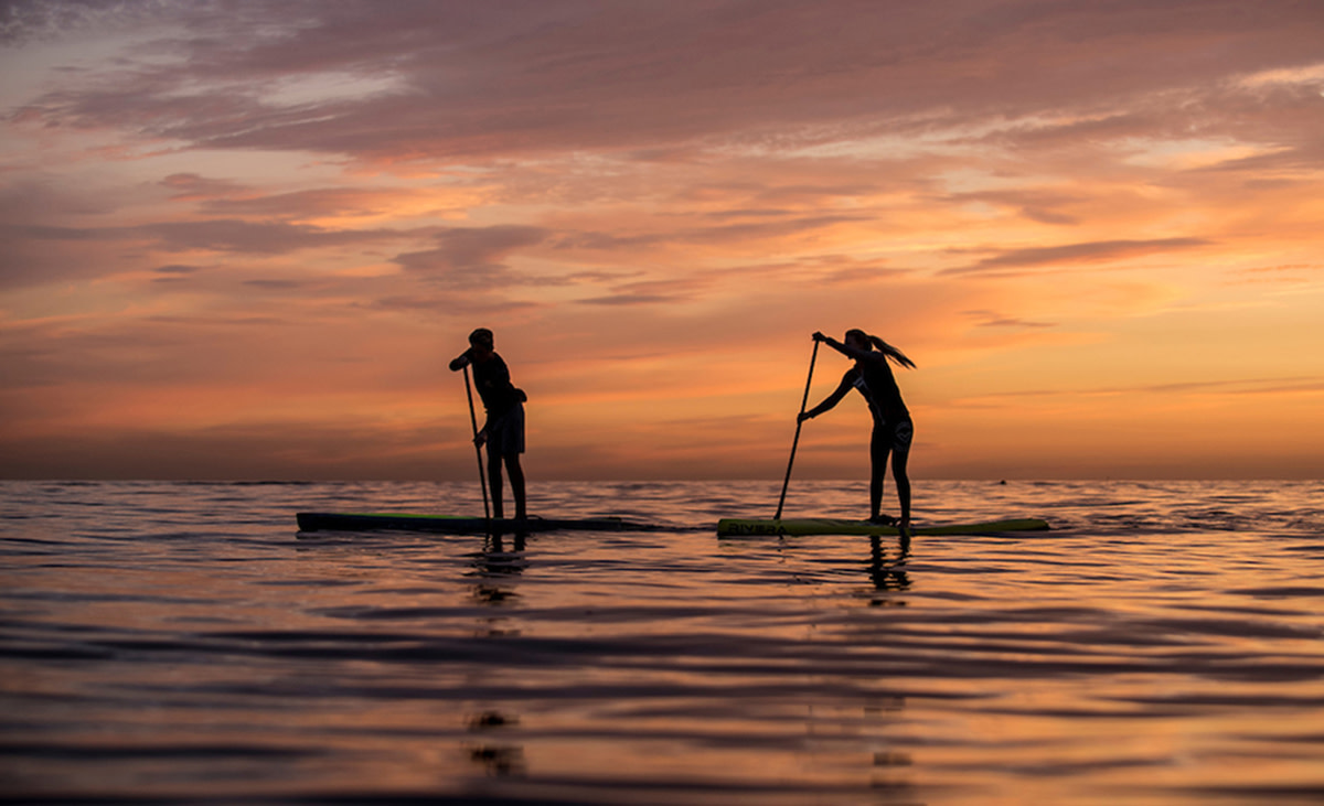 Standup paddling near Dana Point, California.