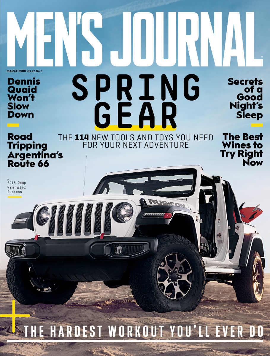 The 2018 Jeep Wrangler Rubicon photographed for the March 2018 cover of Men's Journal