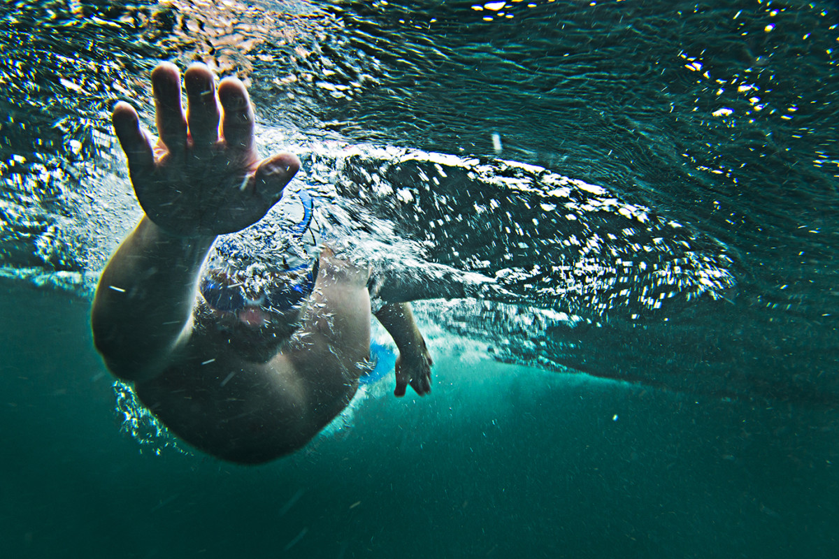 Johnnie Mundell swimming on the west coast of Islay during day 4th of the swim.