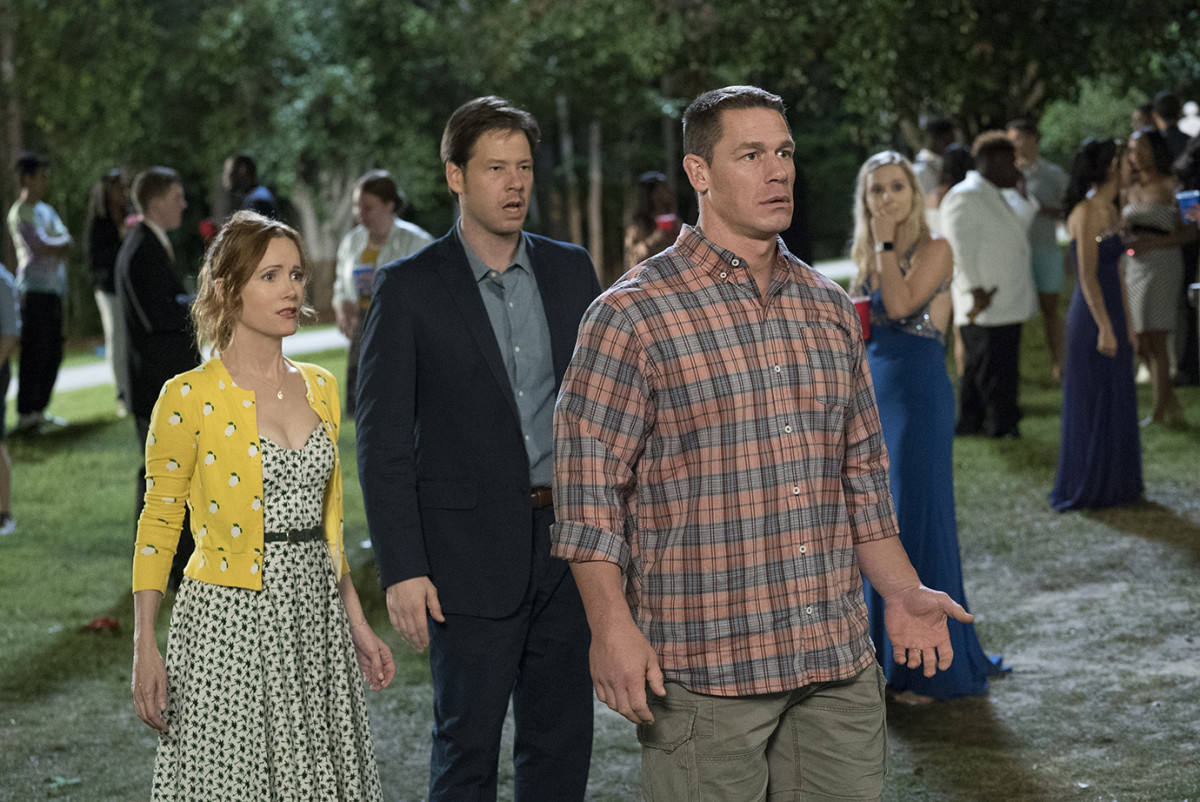 Leslie Mann, Ike Barinholtz, and John Cena in the film "Blockers" which premieres April 6.