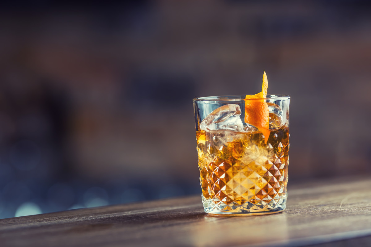 whiskey with orange peel