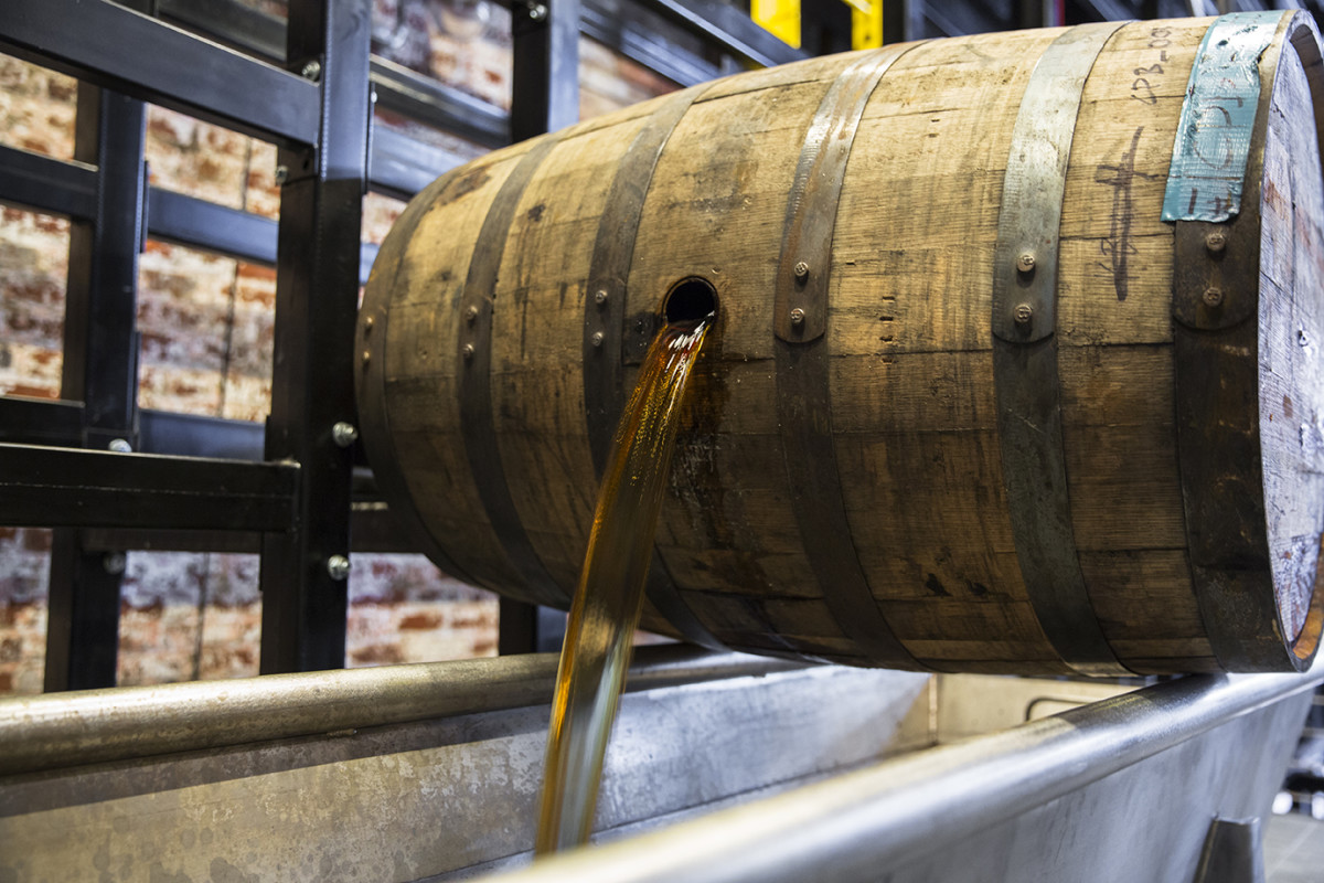 Barrel dumping at Old Forester in downtown Louisville, Kentucky.
