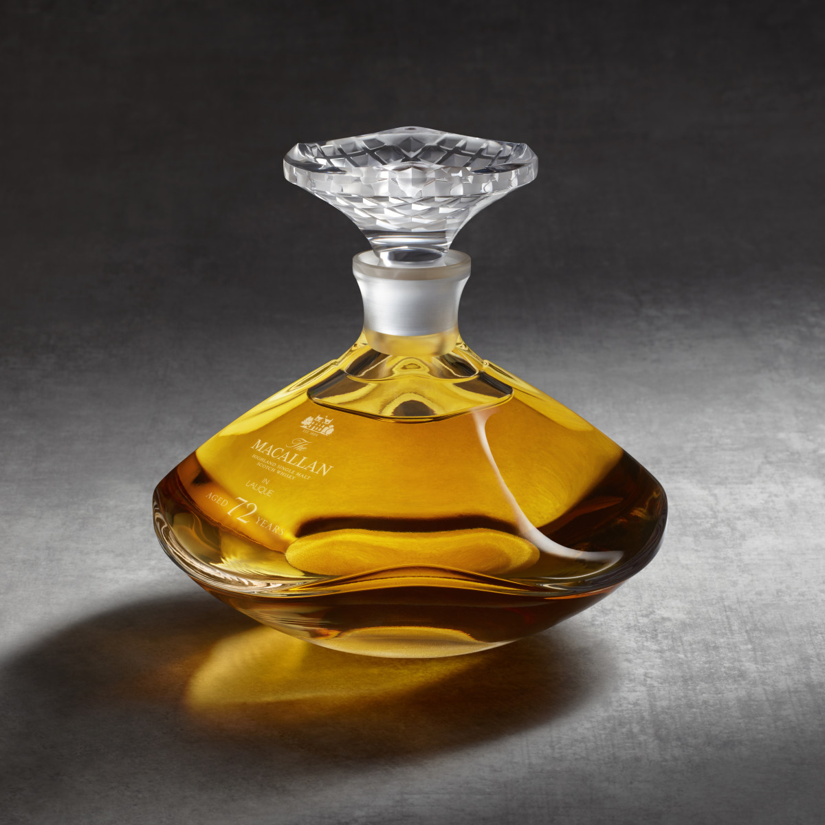 A look at the bottle that houses the 72-year-old Macallan whisky.